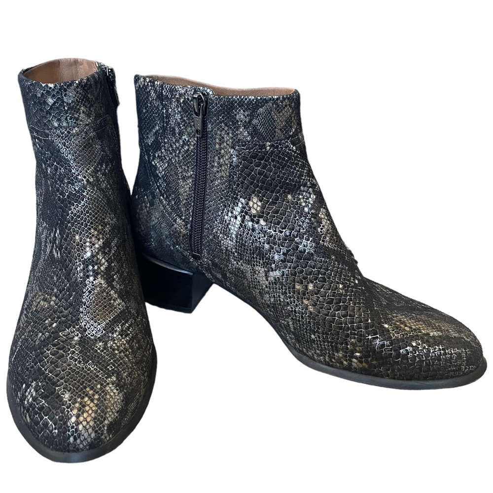 Vionic Black Snake Print Ankle Boots
